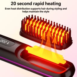 Hair Straightener Brush with 3 Temp Settings, Fast Heating & Auto-off, Portable Rechargeable Ionic Straightening Comb for Women