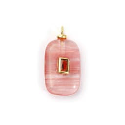 1 Piece Brass Charms Natural Stone 18K Gold Plated Geometric Cubic Zirconia Round Rhombus Shape Pendant DIY Necklace Making