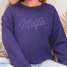 Milfa Purple Art Letter Design Woman Pullover Trendy Fleece Sweatshirt Autumn Casual Clothes Crewneck Sportswear Fashion Tops