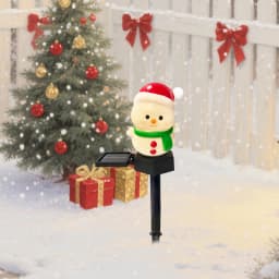 1pc Christmas Cute Snowman Shape Pathway Lights Solar LED Waterproof Walkway Landscape Light For Home Garden Winter Yard Decor