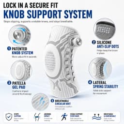Smart Knob Knee Brace Patella Gel Pad Lateral Stabilizer Compression Support Joint Pain Relief Recovery Home Gym Wear Single