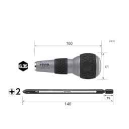 Japan VESSEL 220W/230W/270BW Series Ball Screwdriver Replacement Bits - Phillips/Metric, Electric Screwdriver Multi-Tools