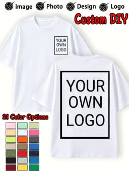 Double Sided Custom Logo T-Shirt Summer Y2K Loose Cotton Short Sleeves Crewneck Casual T Shirts Team Company Women's Tops