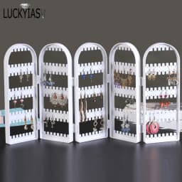 120/180/240/360holes Plastic Clear Earrings Studs Display Rack Folding Screen Earring Jewelry Display Stand Holder Storage Box