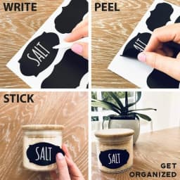 Haile 10-100pcs Waterproof Chalkboard Labels Spice Organizer Label for Household Kitchen Jars Blackboard Stickers With White Pen