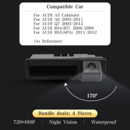 AUTOTOP Car Rear View Camera For Audi A1 A3 A4 A6 A6L S5 Q5 Q7 2008-2012 Backup Trunk Handle Night Version Water-proof Cam Line