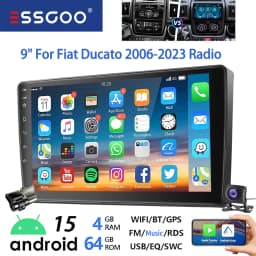 ESSGOO 9" Android 15 4+64G Car Stereo Radio For Fiat Ducato/Peugeot Boxer/Citro Carplay Android Auto GPS Navi FM RDS WiFi BT SWC