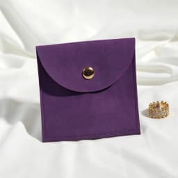100pcs Soft Microfiber Jewellery Pouches Half Circle Snap Flap Custom Logo Suede Button Bag For Earring Ring Jewelry Packaging