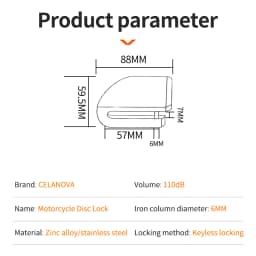 Scooter Motorcycle Bicycle Alarm Lock Wheel Disc Brake Waterproof Anti-Theft Aluminum Alloy Safety Brake Lock Moto Aaccessories