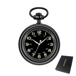 Noctilucent Fluorescent Open Face Arabic Numerals Mechanical Pocket Watch Chain Luminous Pendant Jewelry Clock Gifts Men Women