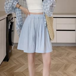 Solid Color Casual Summer Shorts for Women Thin Breathable Elastic Waist Shorts Woman Vacation Loose Wide Leg Shorts Beach Pants