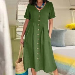 Women New Loose Boho Button Pockets Vintage Ruffles Befree Summer Elegant Party Dress Summer Party Maxi Dresses