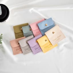 100Pcs Customized Logo 8x8cm Jewelry Microfiber Snap Bag Velvet Envelope Button Pouch Portable Travel Gift Organizer Ring Pocket