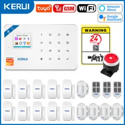 KERUI W181 Tuya Smart WIFI GSM Security Alarm System Works With Alexa Home Burglar Motion Detector Door Sensor Outdooor Camera