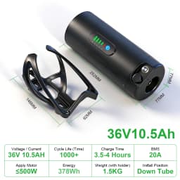 36v 10.5ah Bottle EBike Battery 48V 36V 7Ah 10.5Ah 9Ah Electric Bicycle18650 Batteries Pack for 250W 350W 500W Motor Kit