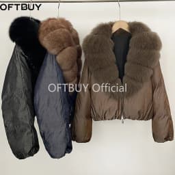 OFTBUY 90% White Duck Down Coat Luxury Winter Puffer Jacket Women Female Real Natural Fox Raccoon Fur Thick Warm Parkas