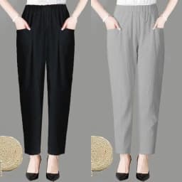 Large Size Korean Casual Thin Cotton Linen Pants Women Spring Summer Elastic Waist Ankle-Length Pants Woman Harem Trousers