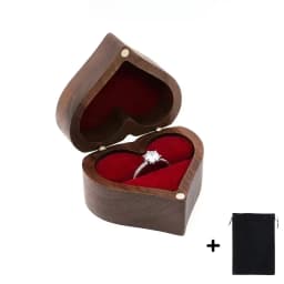 Free Customize Wedding Ring Box With Bag Heart Shape Personalized Custom Wood Ring Box Engagement Ring Boxs Christmas Gifts