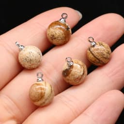 5pcs Natural Stone Agates Crystal Quartzs Damation Jaspers / Amethysts Pendant for Necklace Earring or Jewelry Making Size 10mm