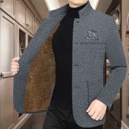 Men's Winter Fleece Lined Jacket Trendy Casual Woolen Fashionable Versatile Stylish New Model Cardigan Sleeve Long Coat for H...