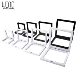 10pcs Set 3D Floating Display Case Stands Transparent Square Holder Pendant Necklace Bracelet Ring Coin Jewelry Pin Storage Box