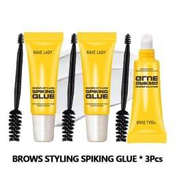 Rave Lady 3Pcs Brows Styling Spiking Glue Waterproof Long Lasting Makeup Colourless Instantly Dry Eyebrow With Double Brush