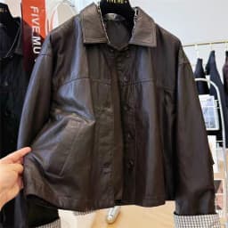 Casual Korean Style Short Leather Jacket Women's Spring Autumn Flip Collar Biker Coat Stylish Synthetic Leather Outerwear