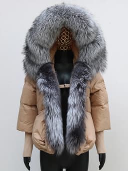 Women Coat White Duck Down Jacket Super Large Real Red Fox Fur Collar Hooded New Fashion Outerwear Puffer Jacket New