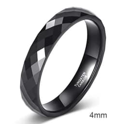 Tigrade 4mm Faceted Edge Tungsten Wedding Rings Rose Gold/Black/Gold Color Engagement Band for Women Men Comfort Fit