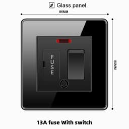 ELEGAN UK Socket Black 16A/20A/45A Full Glass Wall Switch USB type-c Tempered Crystal Panel Electrical Outlet Home Improvement