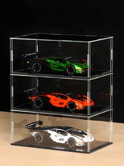 1pc Clear Acrylic Display Case Dustproof Toys Figures Car Trucks Vans Model Box Collection Storage Organizer Countertop Show Box