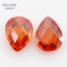 5A Pear Double CheckerBoard Cubic Zirconia Stone Multicolor Brilliant Cut Loose CZ Stones Synthetic Gems Beads For Jewelry