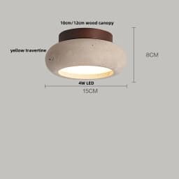 Nordic Modern Simple Ellipse Natural Yellow Travertine Ceiling Lamp Lamparas De Techo Wood Canopy LED Ceiling Light Fixture