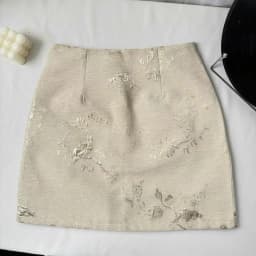 Chinese Style Black Boho Mini Skirt For Women 2024 Beige Print High Waist New Summer Wrapped Hip A-line Short Jacquard Skirt Y2k