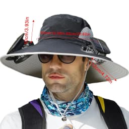 Swim Hat Men Outdoor Wide Brim Sun Hat With Solar Fan Wide Brim Solar Fan Outdoor Fishing Hat Solar USB Charging Desktop Visor