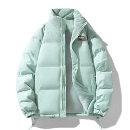 Men Color Block Stand Collar Cotton Coat Men Korean Style Quilted Cotton Outerwear Couple Matching Warm Padded Windproof Parkas