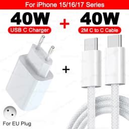 Original 40W USB Type C PD Charger Fast Charging Cable For iPhone 17 16 15 14 13 12 11 Pro Max 8 Plus XS X XR Phone Accessories