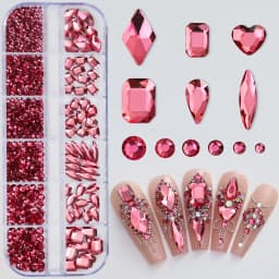 180pcs AB Flatback Glass Nail Art Rhinestones Multi-shape Mixed Diamond Gems Blue Purple Crystal Stones For DIY Nail Decoration