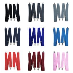 3.5 cm Wide Solid Color No Cross Suspenders Men 4 Strong Clips Women Suspender For wedding Party Trouser Braces