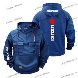 Suzuki men's hoodie, printed training jacket, half-zip hip-hop top, pullover sweatshirt, spring/autumn style, 2026.