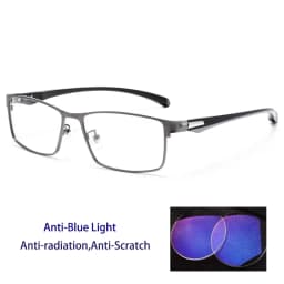 KOCOLIOR Anti Blue Light Men Reading Glasses Titanium Alloy Metal Frame Business Computer Reader +1.50 1.75 2.0 2.25 2.50 2.75