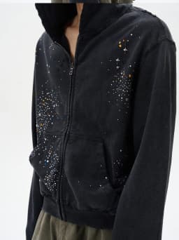 Cardigans Spring and Autumn American Hot Diamond Cardigan Pull-up Gum Hoodie Men's Fashion Brand High-end Feeling Ruan Shua...