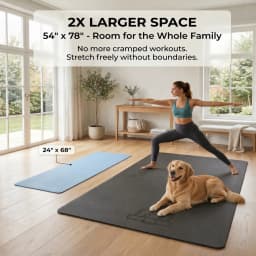 HAPBEAR Extra Large Yoga Mat,48ร72 Inch TPE 6mm/8mm DoubleโSided NonโSlip Wide Fitness Mat with Bag Straps for Home Gym Pilates Workouts