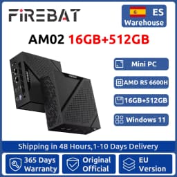 FIREBAT MINI PC AM02 Ryzen 5 6600H 16GB DDR5 512GB SSD Windows 11 WIFI6 BT5.2 Compact Desktop Computer Network Port HDMI