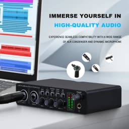 BOMGE U204 USB Audio Interface for Mac 32Bit/192kHz Podcasting Streaming for Vocalist Producer with 48V Phantom