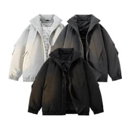 2026 New Loose Cotton-padded Clothes Coats for Men Solid Color Warm Loose Jackets Male Leisure High Street Sports Parkas C976