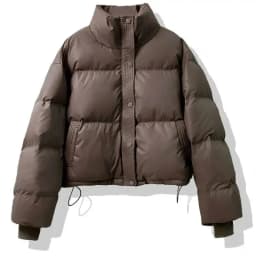 Solid Color Windproof Cropped Puffer Jacket Women Winter Thick Short Coat Warm Coat Fluffy Parka Vintage Tops Women's Clothing
