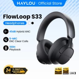 HAYLOU FlowLoop S33 Wireless Headphones Over Ear Bluetooth Earphones 45dB Active Noise Cancellation Hi-Res LDAC 100h Playtime