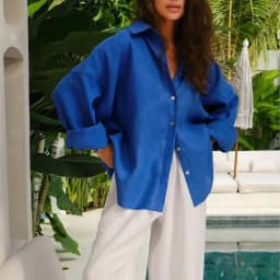 We.Fine Women's Shirt Elegant Long Sleeve Blouse Spring Vintage Basic Top Collar Cotton Shirt for Women