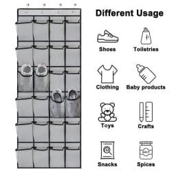 12/24 Grid Over The Door Shoe Rack with Large Mesh Pockets Hanging Shoe Organizer for Closet Hanging Shoe Rack Holder Hanger